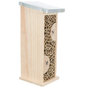 Hôtel à insectes en bois pour abeilles sauvages et guêpes 30 cm