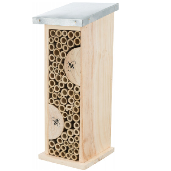 Hôtel à insectes en bois pour abeilles sauvages et guêpes 30 cm