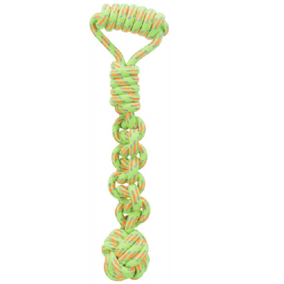 Corde de jeu avec balle tressée pour chien 38 cm