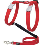 Harnais anti fugue chat laisse Basic Rouge