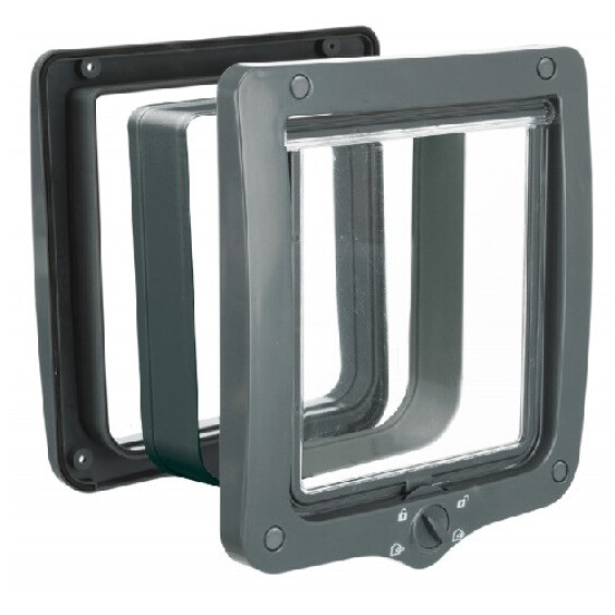 Chatière XXL gros chat 4 positions avec tunnel grise 24 x 28 cm