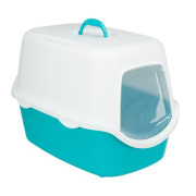 Maison de toilette pour chat avec couvercle bleu