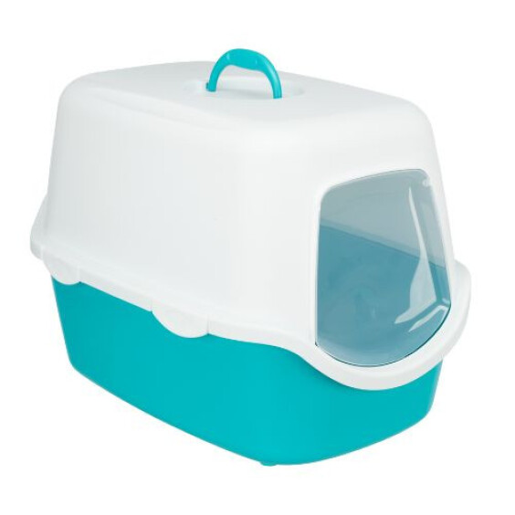 Maison de toilette pour chat avec couvercle bleu