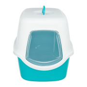 Maison de toilette pour chat avec couvercle bleu