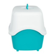 Maison de toilette pour chat avec couvercle bleu