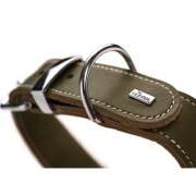 Collier artisanal en cuir Aalborg Spécial olive pour chien