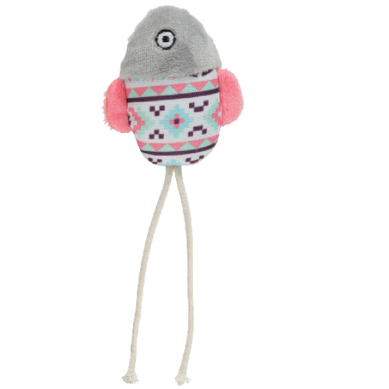 Peluche pour chat poisson gris
