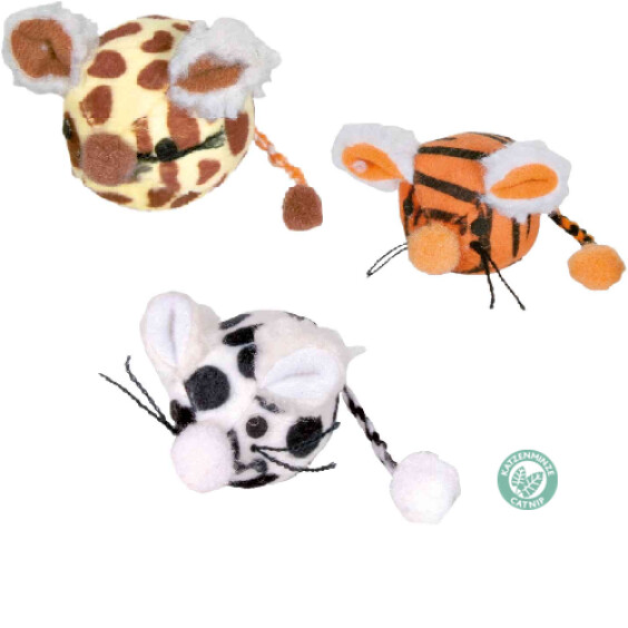 Balle peluche souris à la cataire 4,5 cm