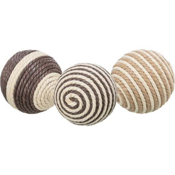 Balle en fil de coton à hochet pour chat bicolore Ø 4,5 cm