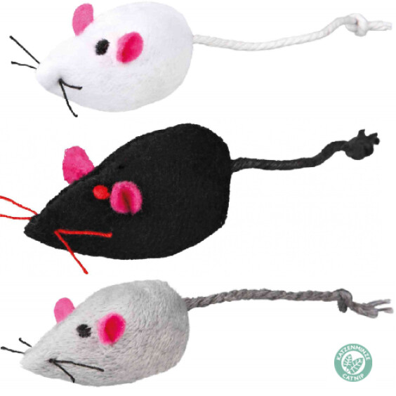 Souris pour chat en polyester avec catnip et clochette