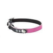 Collier porte-adresse réfléchissant pour chat rose 30 cm personnalisé