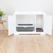 Meuble de toilette pour chat fermé à double porte 75x53 cm