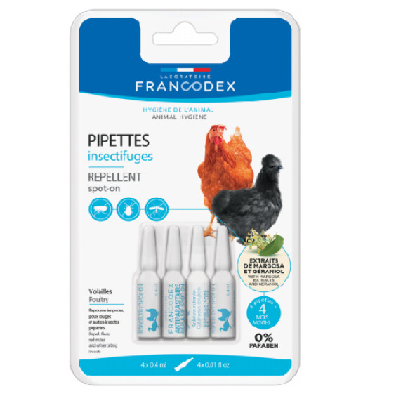 Pipettes Insectifuges pour Poule x4 Francodex