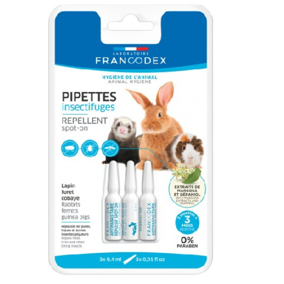 Pipettes Insectifuges pour Lapins et Grands Rongeurs x3 Francodex
