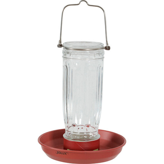 Mangeoire en verre à suspendre rouge