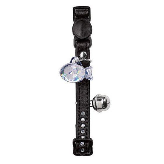 Collier luxe strass chat similicuir personnalisé Noir Hunter