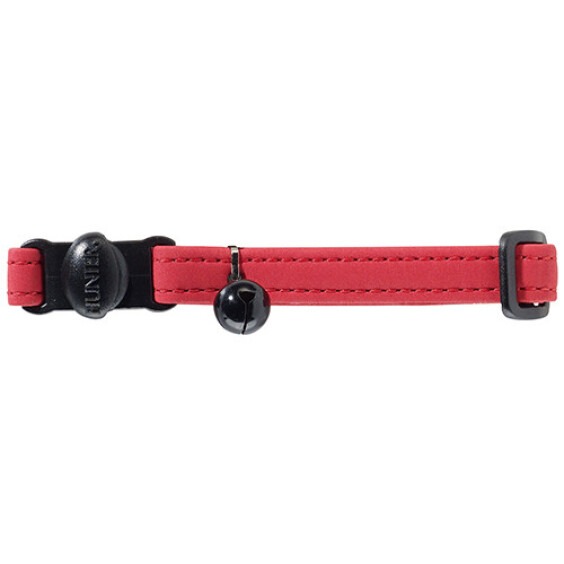 Collier chat anti-étranglement en cuir artificiel rouge Hunter