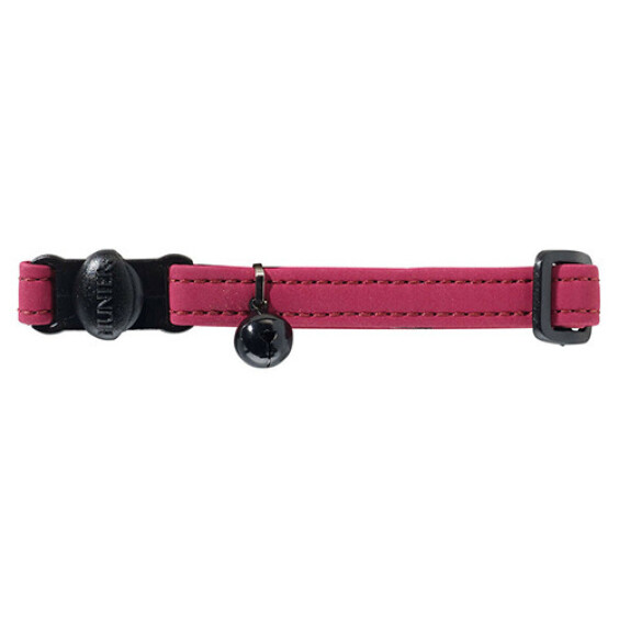 Collier chat anti étranglement en cuir artificiel framboise Hunter