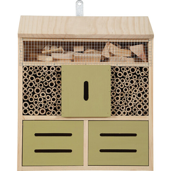 Hôtel à insectes artisanal géant en bois naturel