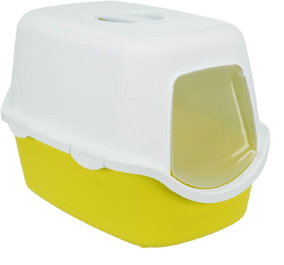 Maison de toilette pour chat avec couvercle jaune