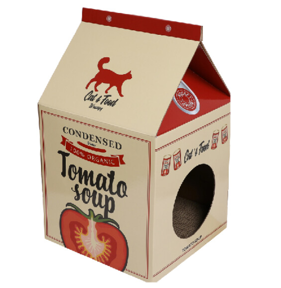 Arbre à chat Tomato Box avec griffoir en carton 33 x 57 cm