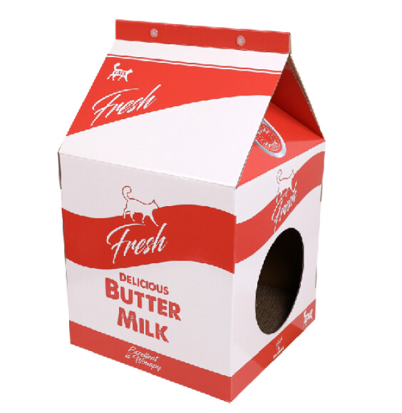 Maison en carton Milk Box pour chat 33 x 57 cm