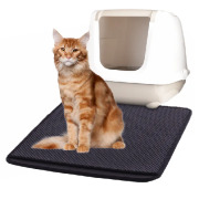 Tapis de toilette pour chat rectangle noir 70x60 cm