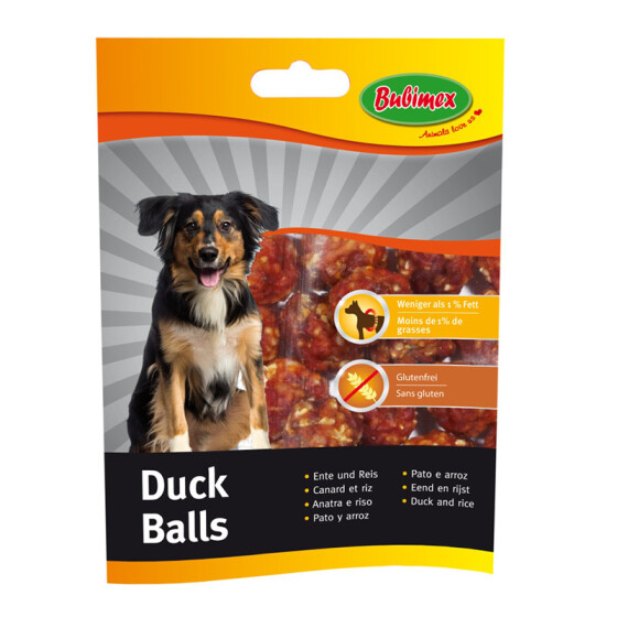 Friandises chicken balls au canard et riz Bubimex