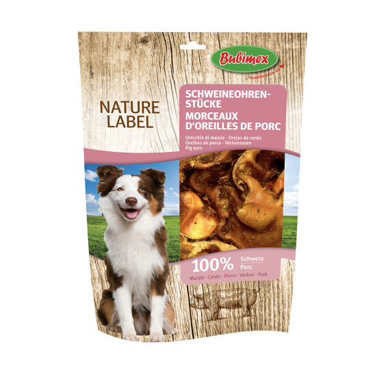 Friandises naturelles lanières d'oreilles de porc pour chien Bubimex