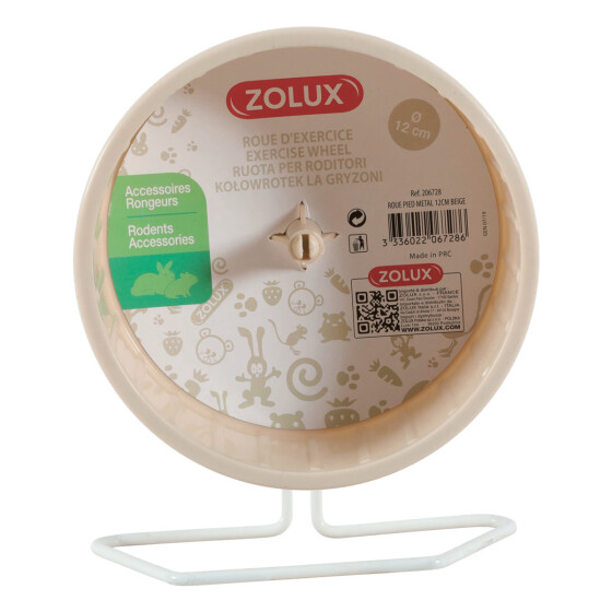 Roue en plastique sur pied métal pour rongeur 
