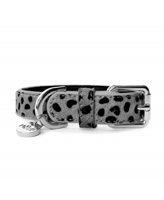 Milk & Pepper Collier pour chien en cuir gris
