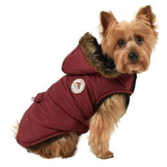 Manteau parka en fausse fourrure bordeaux 32S