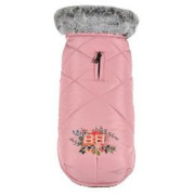 Doudoune chien bouquet rose