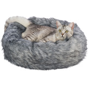 Coussin rond pour chien et chat Yelina, peluche poil long 55 cm