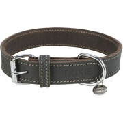 Collier Rustic en cuir gras GRIS pour Chien