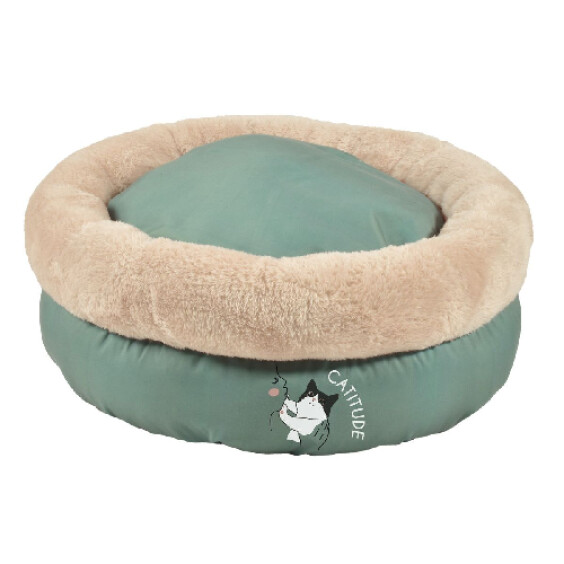 Panier pour chat extra doux Nid Tea Party vert