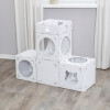 Meuble pour chat en carton avec tunnel
