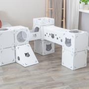 Meuble pour chat en carton avec tunnel