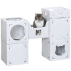 Meuble pour chat en carton avec tunnel