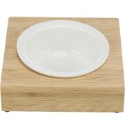 Gamelle chat bois, support bambou Design