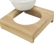 Gamelle chat bois, support bambou Design