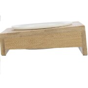 Gamelle chat bois, support bambou Design