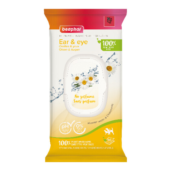 Lingettes Nettoyantes Yeux & Oreilles pour chien et chat camomille Beaphar