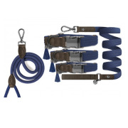 Milk & Pepper Collier tressé en corde Médaille et Pampille Bleu KAYA