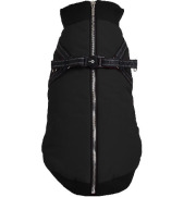 Doudoune noire pour chien avec harnais intégré