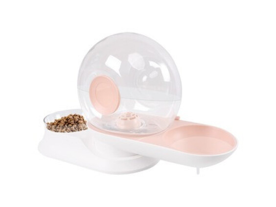 Fontaine à eau pour chat sans fil sans électricité croquettes Snail Rose