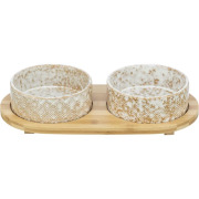 Gamelle double en bois, céramique et bambou