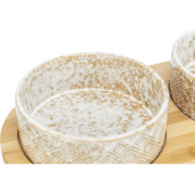 Gamelle double en bois, céramique et bambou