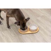 Gamelle double en bois, céramique et bambou