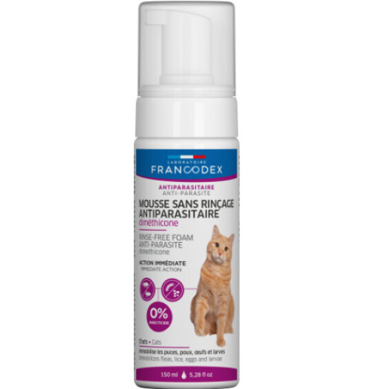 Mousse sans rinçage antiparasitaire chat Francodex
